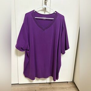 Suprema Purple V Neck Short Sleeve Top Woman 4X